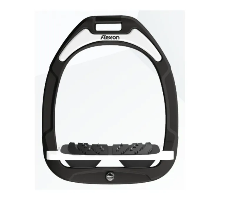 Flex-On Green Composite Inclined Ultra-Grip Stirrups Black/White/Black 